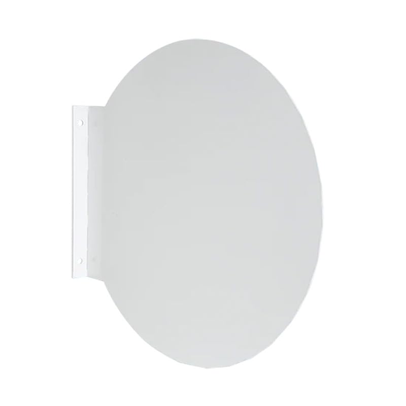 Enseigne Ronde Murale pour Magasin et Restaurant, Panneau Aluminium Blanc, Support Perpendiculaire ultra Fin de 50 cm de diamètre