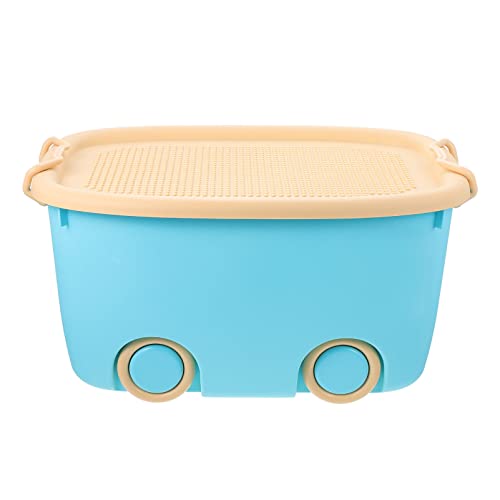 Image of Cabilock Toy Storage Box with Wheels Large Plastic Storage Container Organizer for Kids Toys and Sundries Easy to Move Durable Sky-Blue 18.50 X 12.40 X 9.80 Inches