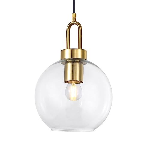 Lustre suspension en verre transparent culot E27 pour chambre
