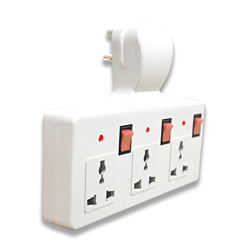 Image of Digiway Three pin Multi Plug Point | Cordless Wall Socket Multi Outlet Extension Board, Universal Sockets and Individual Switches -Pack of 2