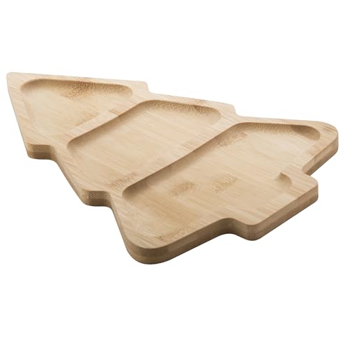 noTrash2003 Bol à collation de Noël - Assiette de service pour l'Avent, la Saint-Nicolas, les tapas, les noix, les biscuits de Noël - En forme de sapin de Noël - En bois - 28 x 19 x 2 cm