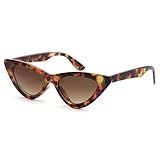 Cat Eye Sunglasses for Women Vintage Retro Narrow Cateye Frame Trendy Sun Glasses Havana Tortoise Shell