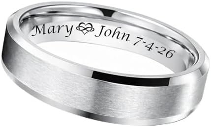 Personalized Men’s Silver Ring – Custom Engraved Wedding Band wit...