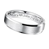 Personalized Men’s Silver Ring – Custom Engraved Wedding Band with Beveled Edge – Free Engraving in Any Language - Ships from USA