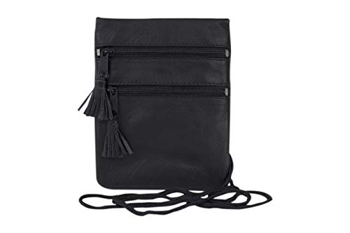 LEAS Brustbeutel Echt-Leder, schwarz Travel-Line