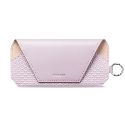 Image of VULKIT Portable Leather Eye Glasses Case for Women & Men, Slim Sunglass Case, Unisex Eyeglass Case