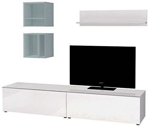 Germania Wohnmöbel-Set  GW-Larino 8478-522 5-teilig | In Weiss und Nordic-Blau | 200 x 160 x 45 cm - 8478-522 Germania Wohnmöbel-Set  GW-Larino 8478-522 5-teilig | In Weiss und Nordic-Blau | 200 x 160 x 45 cm