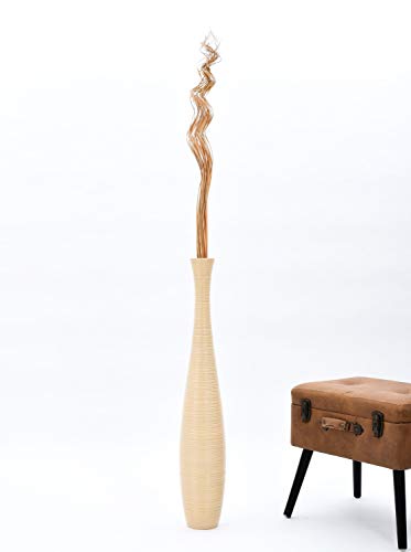 Image of Leewadee Tall Vase Filler, Wavy Palm Leaves - 2 Bunches of Colored Curly Twigs for Floor Vases, Dried Arrangements for for Vintage Or Modern House Decor, 39 inches, Ecru