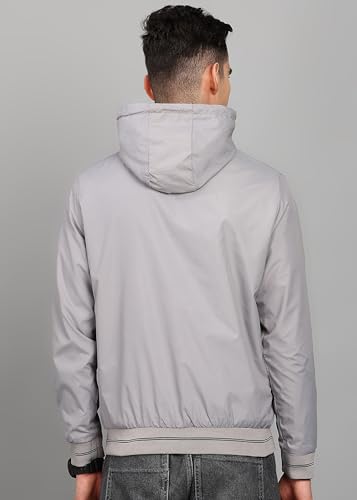 Image of Qube By Fort Collins Men's Polyester Standard Length Regular Fit Reversible Winter Jacket with Ribbed Cuffs & Hood - Warm, Stylish & Versatile