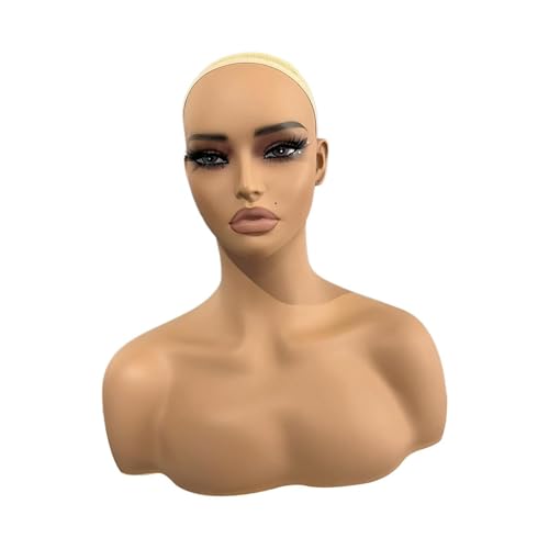 Cabeza de maniquí con maquillaje para lucir postizos creativos y joyas 5