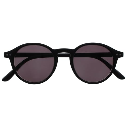 OPULIZE REY Sonnenbrille - Runder Retro-Rahmen - Mattschwarz - Herren Damen - Federscharniere - S56-1