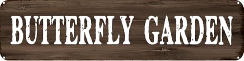 Butterfly Garden Vintage Metal Tin Sign, 4x16 Inch, Vintage Rustic Wall‑Plaque for Home Bar Kitchen Garage Man Cave Decor