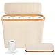 28L Toilettenpapier Aufbewahrung Korb mit Deckel, Klopapier Aufbewahrung Stehend für 9-12 Rollen, Faltbar Wasserdichter WC Papier Klorollenaufbewahrung, Badezimmer Organizer 43.5 x 14.5 x 35cm (Beige)