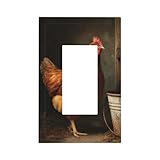 Cubo viejo de pollo y valla de madera, interruptor de luz, placa de pared, cubierta de placa frontal, basculante individual, 1 banda, decoración de receptáculo para el hogar, cocina, habitación