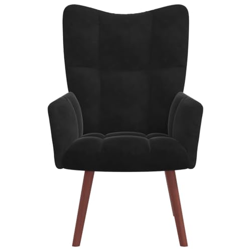vidaXL Silla de Relajación Asiento Sillón Salón Sala de Estar Estudio Escritorio Oficina Muebles Mobiliario Decoración de Terciopelo Negro - imagen 5