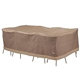 Duck Covers Elegant Waterproof 96 Inch Rectangular/Oval Patio Table & Chair Set Cover