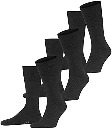 FALKE Herren Airport 3-Pack Socken atmungsaktive klimaregulierende geruchshemmende Wolle Baumwolle verstärkt flache Naht druckfreie Fußspitze einfarbig leicht Business Alltag Multi