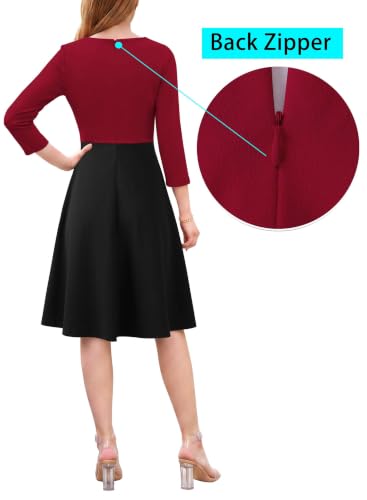 Image of VFSHOW Womens Front Zipper Work Business Casual Office Church A Line Dress