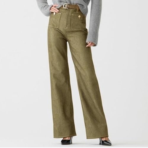 Oprah's Favorite Tummy Control Sailor Wide Leg Trouser Chiccurva Jeans Wide Leg Cropped Denim Pants Without Belt2