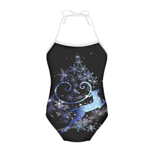 Image of Christmas Girls One-Piece Swimsuits Beach Halter Swimwear Bathing Suit for 3-10 Years