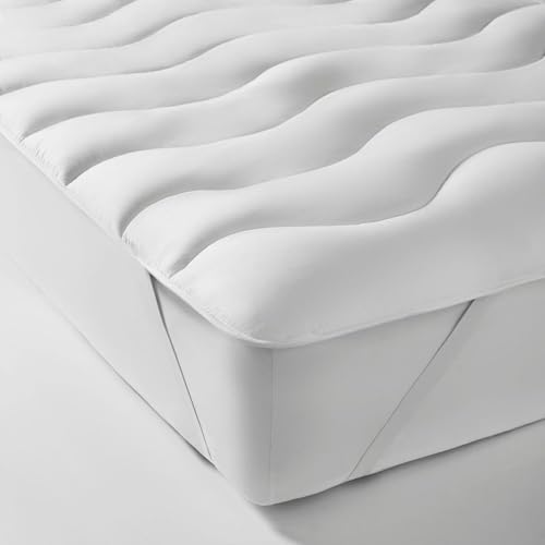 The Fine Bedding Company Spundown Mattress Enhancer – Super King Mattress Topper with Recycled Eco Smartfil® and Peach Soft Cover, Hypoallergenic and Washable Luxury Topper – Super King