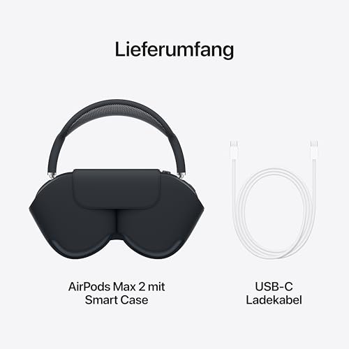 Apple AirPods Max 2 kabellose Over-Ear Kopfhörer, Aktive Geräuschunterdrückung, Adaptives Audio, Personalisiertes 3D Audio, Live Übersetzung – Mitternacht ​​​​​​​