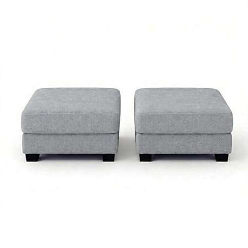 Image of Revo 5 Seater L Shape Sofa Set with 2 Movable Ottomans | Flexible Layout | Luxury Velvet Suede Fabric | Modern Living Room Sofa | Light Grey