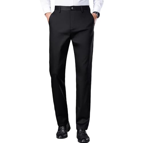 Men's Stretch Dress Business Trousers Slim Fit Stretch Chino Pants for Men Flat Front Tapered Dress Pant