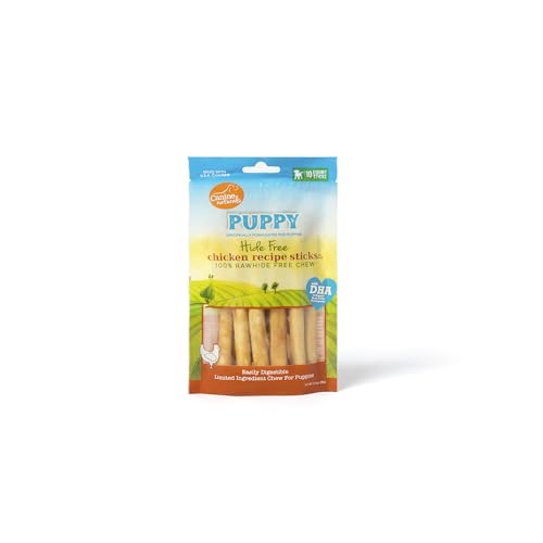 Canine Naturals Puppy Chicken and Rice Chew - Rawhide Free Puppy Treats - Made with USA Chicken - All-Natural & Easily Digestible - 10 Pack of 5-Inch Sticks for Puppies
