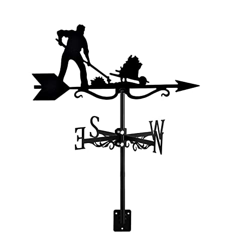 Ruiseawing Veleta de Metal con diseño de Granjero, Veleta, estaca para huerto, indicador de dirección del Viento, Herramienta de medición, decoración para jardín al Aire Libre, Techo, Potrero, E