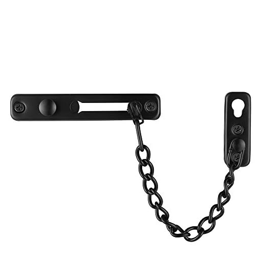 JQK Door Chain Lock Black, Stainless Steel Door Guard with Spring Anti-Theft Press Lock, Matte Black, HDC100-PB
