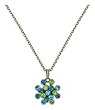  Konplott: Kette/Anhänger Magic Fireball mini blue/green, kleinerer klassischer Kristallblüten-Anhänger in blau-grün mit Kette, für Damen/Frauen