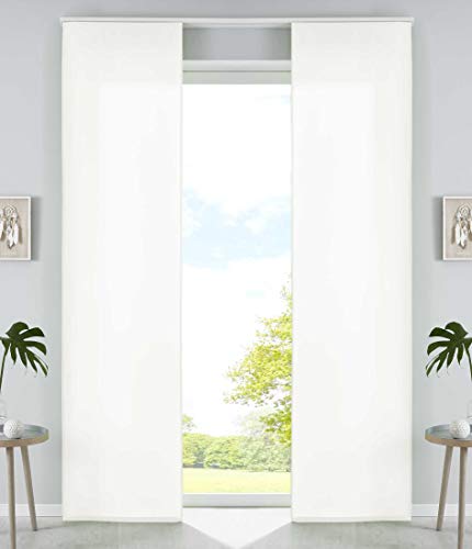 2er Set Schiebegardinen Flächenvorhänge Mikrofaser Vorhang Gardine Schiebe HxB 245x60 cm Creme Matt Paneelwagen Beschwerungsstangen, 85600N2 2er Set Schiebegardinen Flächenvorhänge Mikrofaser Vorhang Gardine Schiebe HxB 245x60 cm Creme Matt Paneelwagen Beschwerungsstangen, 85600N2