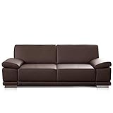 CAVADORE 3,5-Sitzer Sofa Corianne in Kunstleder / Großes Sofa Lederoptik in hochwertigem Kunstleder und modernem Design / Mit verstellbaren Armlehnen / 248 x 80 x 99 / Kunstleder braun
