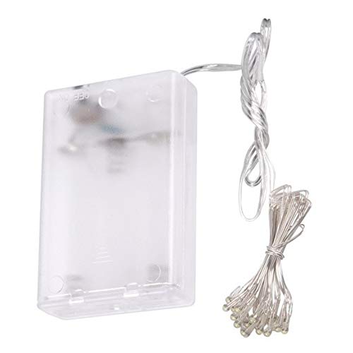 Fio De Led 5 Metros Arame 50 Leds Decoração Natal Pilha Prova Agua Casamento