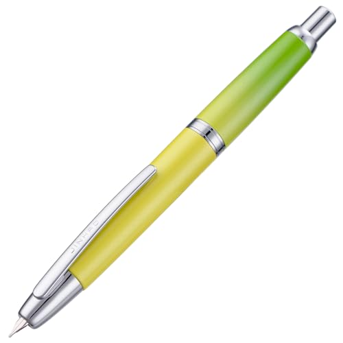 Image of Jinhao 10 Press Fountain Pen with Box, Gradient Green Retractable Fine Nib with Ink Converter Set (Silver Clip)