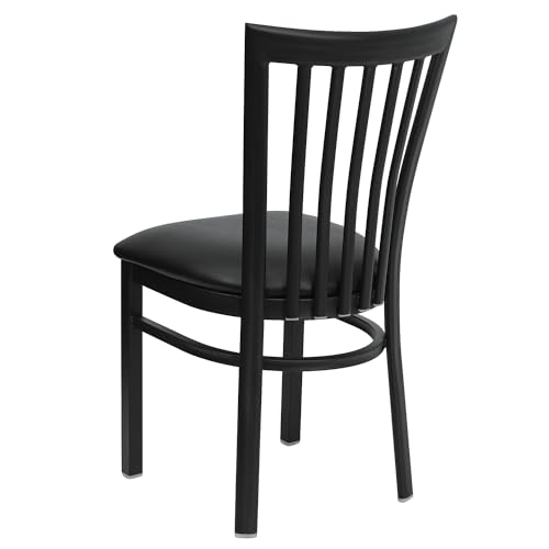 Image of Flash Furniture 2 Pack HERCULES Series Black School House Back Metal Restaurant Chair - Black Vinyl Seat