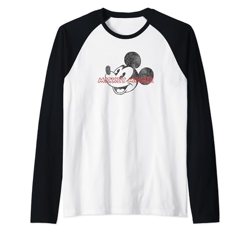 Mickey Disney t-shirt raglan de baseball vintage avec logo imprimé pour femme et homme