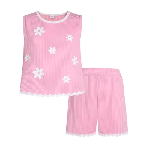 Tween Girls Trendy Clothes Set Daisy Print Tank Top Shorts Summer Outfits