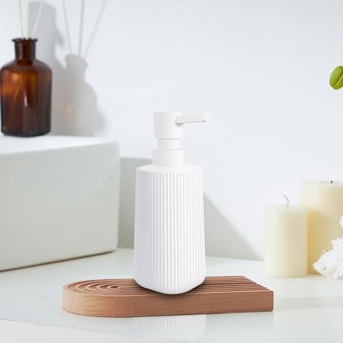 Image of 2 Pack Glass Small Soap Dispenser for Bathroom and Kitchen 250ml /8.5oz Dish Soap Dispenser Modern Farmhouse Striped Style Hand Soap Dish Soap Dispenser with Pump (White)