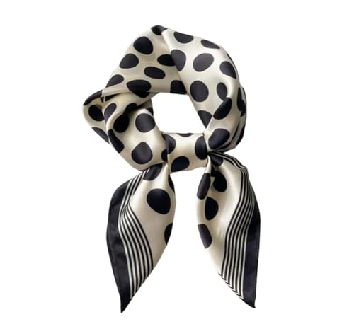 Écharpe carrée 100% pure soie de mûrier naturelle de 68cm motif pois noir