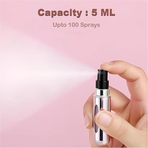 Image of Munshi & Saint Mini Perfume Refill Bottle, Easy To Refill & Carry Pocket Size Aluminium Glass Empty Bottle - 5Ml (Pack Of 1), Multicolour