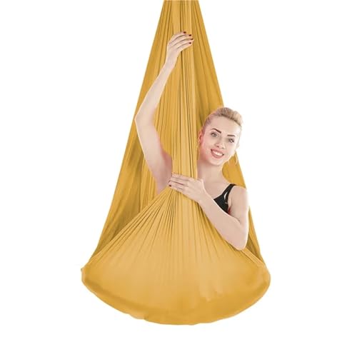 Aerial Yoga Hangmat 5 * 2,8 m Hoge Sterkte Antenne Zijde Yoga Swing Hangmat Vliegende Inversie Yoga Riemen Voor GYM Thuis Oefening Fitness (Goud)