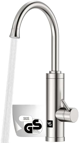 HOMELODY Wasserhahn mit Durchlauferhitzer 230V, Elektrischer Wasserhahn | Küchenarmatur Sofort Heißes Küchenarmatur mit LED-Display, Anti-Spritz Edelstahl