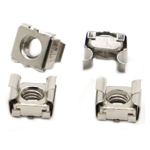 Tuercas enjauladas, marco abierto, 10 piezas Tuercas flotantes de cuarteto M4 M5 M6 M8 M10 Carcasa elástica de casete de acero al carbono chapado Tuercas enjauladas(M6)