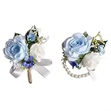 Exquisito juego de ramillete de boda y flores de muñeca de rosa azul para celebraciones memorables