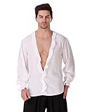 BoheeWohee Gothic Renaissance Medieval Cosplay Rayon/Cotton Costume Pirate Shirt C1578 (White) (Small)