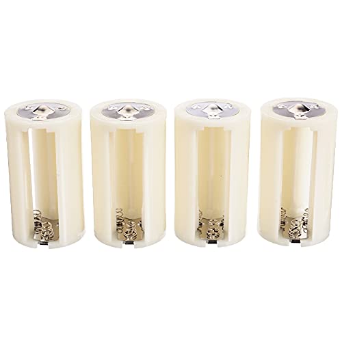 4 Pieces Battery Adapter Holder AA to D Battery Adapter Battery Converter 3 AA to 1 D Battery Converter Adapter Holder Battery Holder Case Box, White