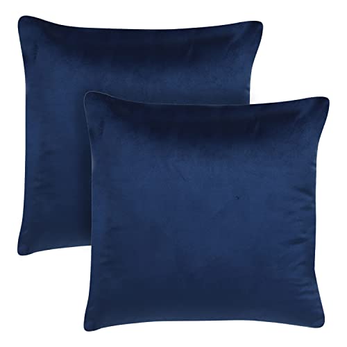 Pack of 5 Velvet Decorative Throw Pillow Covers Soft Solid Square Cushion Cover Pillow Decor, Blue, 18 x 18 inches 45 x 45 cm