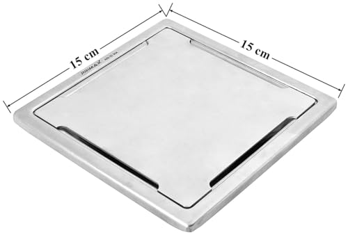 Image of Plantex (Primax) 304 Grade Stainless Steel Bathroom 6x6 Inches Square Floor Drain /Bathroom Jali for Drain /Bathroom Floor Drainer for Bathroom /Kitchen /Balcony (Matt)